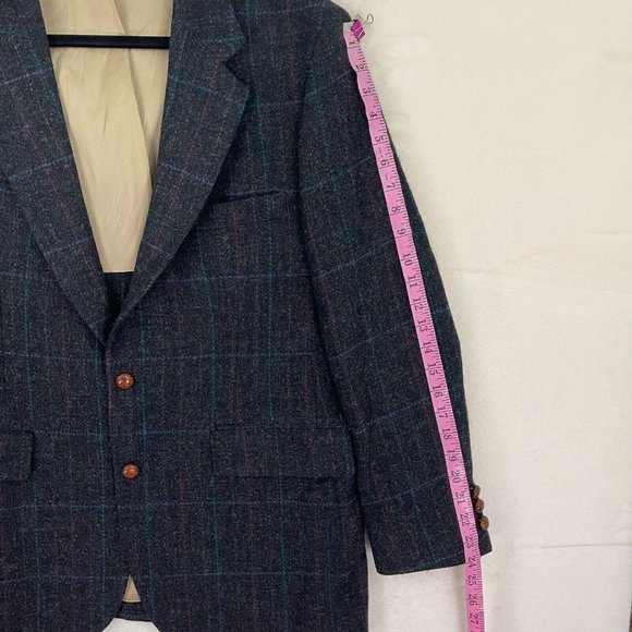Dobbshire Dark Gray Plaid Sport Coat 100 % Pure Wool Blazer Men's Size 41R - Picture 3 of 11